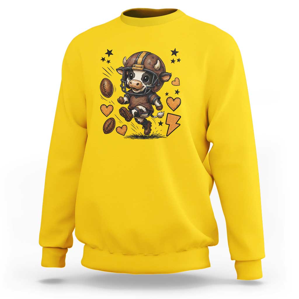 Football Lover Sweatshirt Cute Dairy Cow Playing Football - Wonder Print Shop