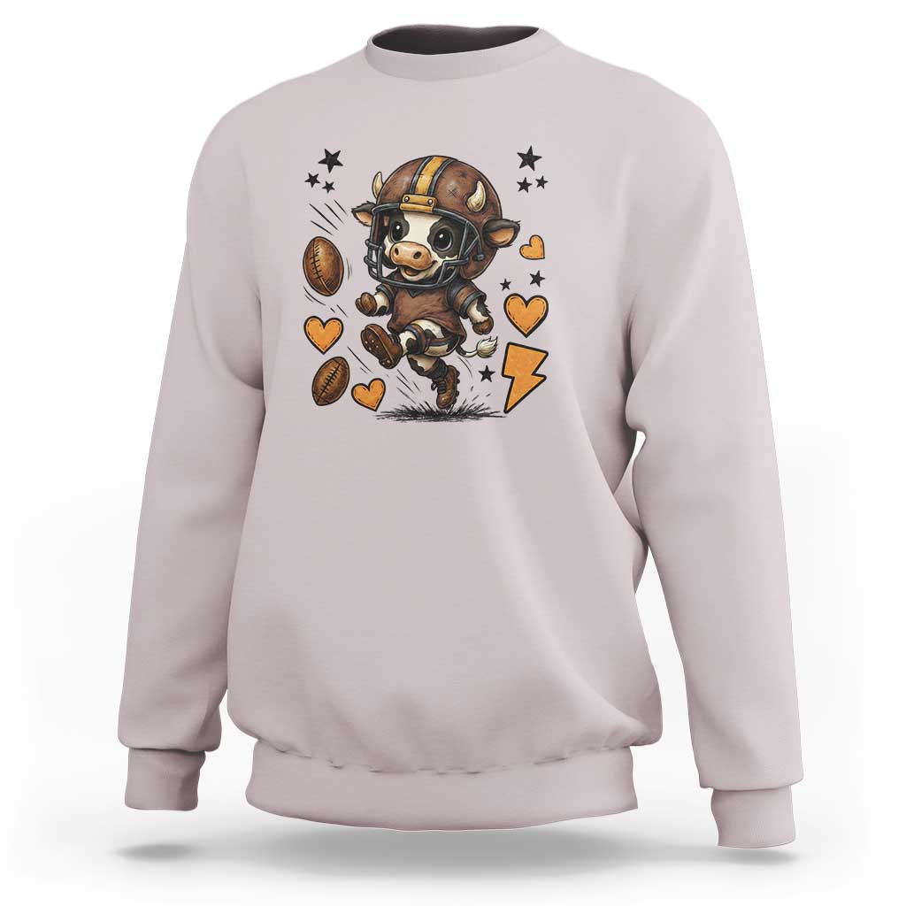 Football Lover Sweatshirt Cute Dairy Cow Playing Football - Wonder Print Shop