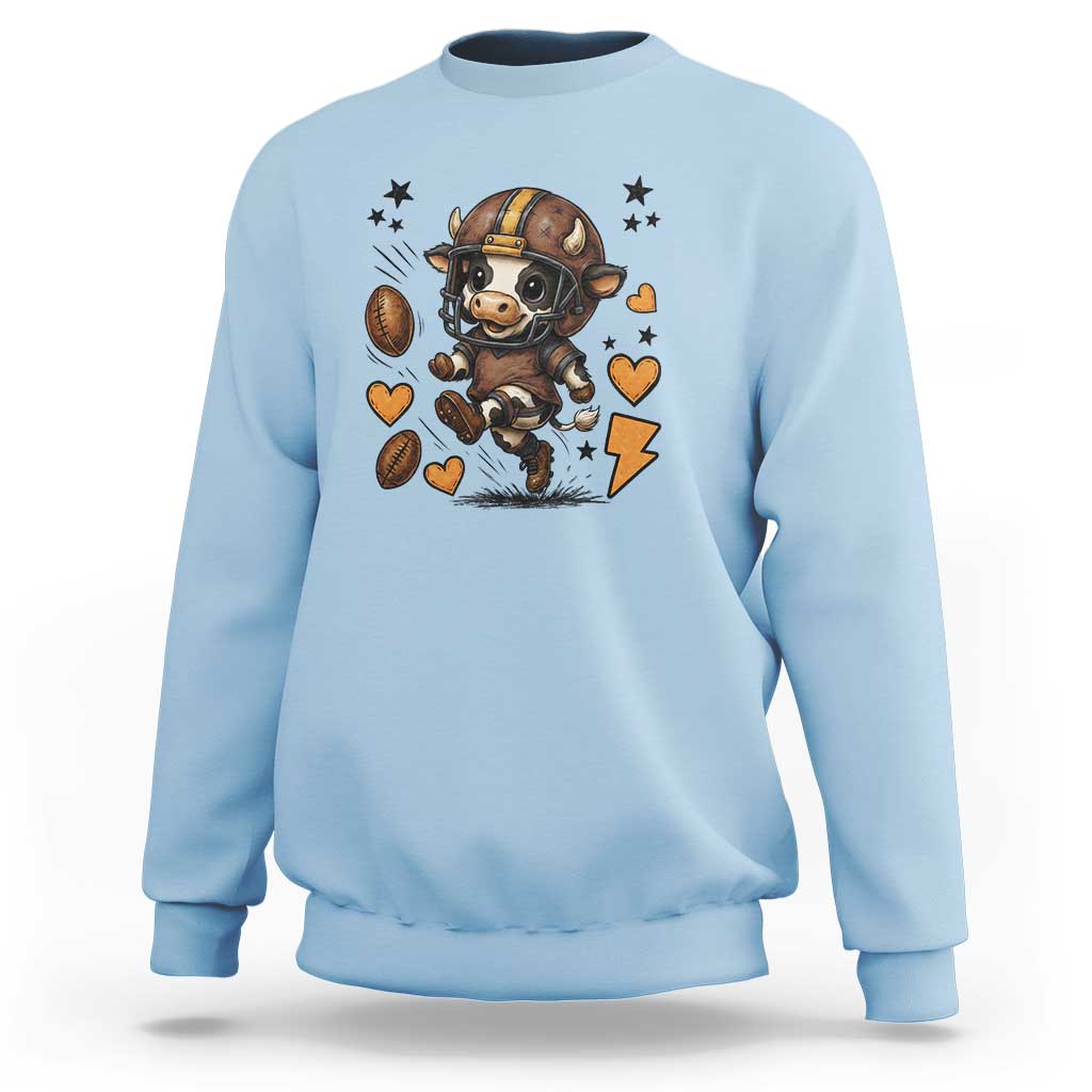 Football Lover Sweatshirt Cute Dairy Cow Playing Football - Wonder Print Shop