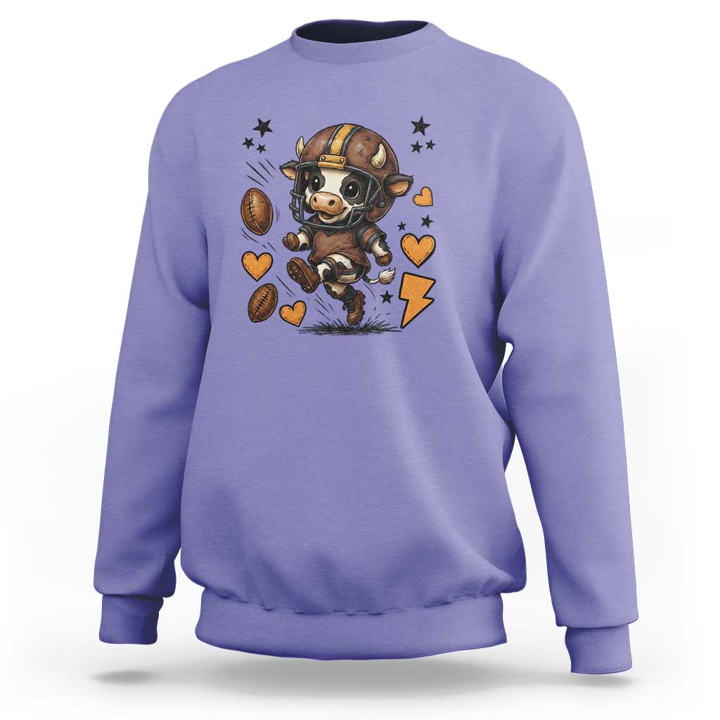 Football Lover Sweatshirt Cute Dairy Cow Playing Football - Wonder Print Shop