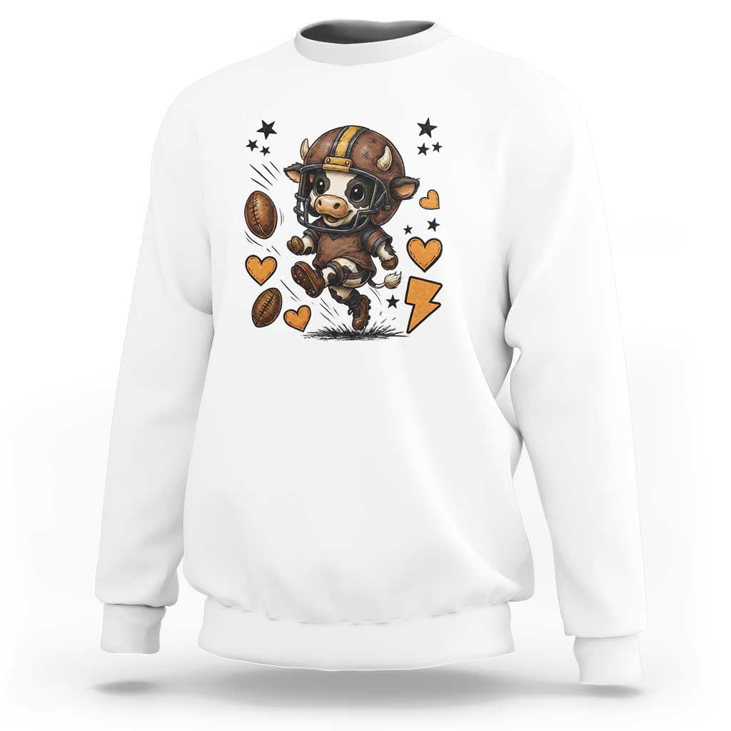 Football Lover Sweatshirt Cute Dairy Cow Playing Football - Wonder Print Shop