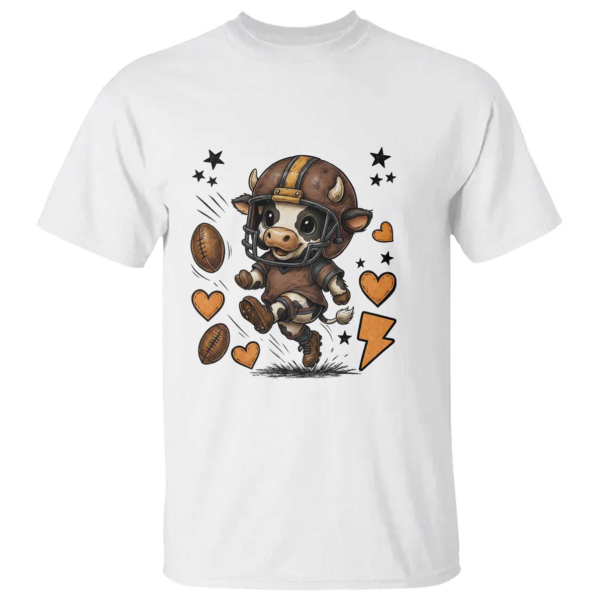 Football Lover T Shirt Cute Dairy Cow Playing Football - Wonder Print Shop