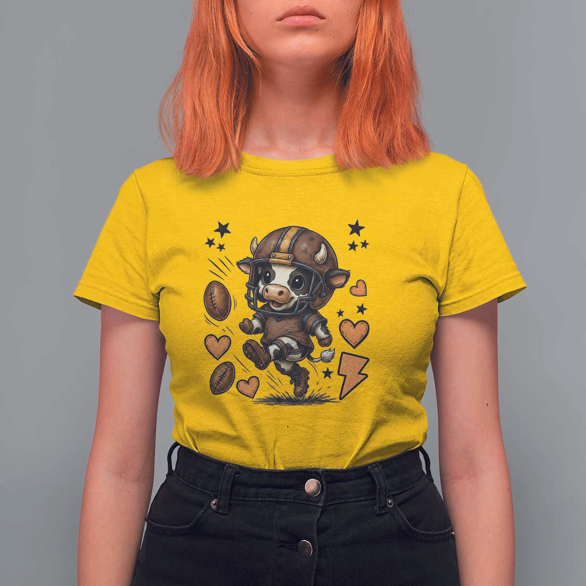Football Lover T Shirt For Women Cute Dairy Cow Playing Football - Wonder Print Shop