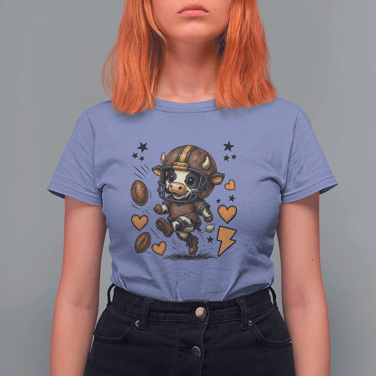 Football Lover T Shirt For Women Cute Dairy Cow Playing Football - Wonder Print Shop