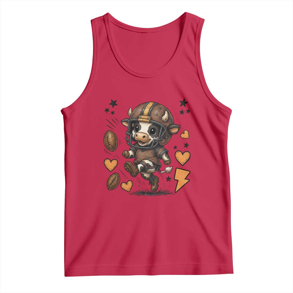 Football Lover Tank Top Cute Dairy Cow Playing Football - Wonder Print Shop