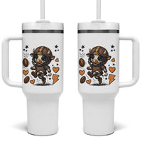 Football Lover Tumbler With Handle Cute Dairy Cow Playing Football - Wonder Print Shop