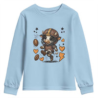 Football Lover Youth Sweatshirt Cute Dairy Cow Playing Football - Wonder Print Shop