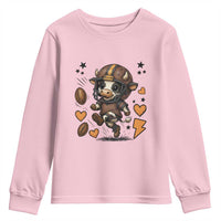 Football Lover Youth Sweatshirt Cute Dairy Cow Playing Football - Wonder Print Shop