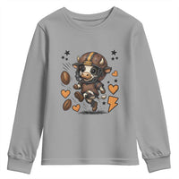 Football Lover Youth Sweatshirt Cute Dairy Cow Playing Football - Wonder Print Shop