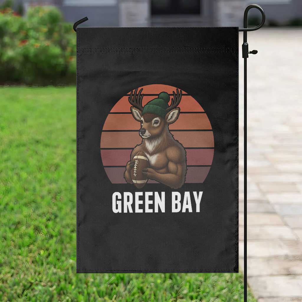Deer Green Bay Football Garden Flag Retro Vintage Style - Wonder Print Shop