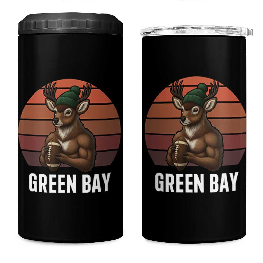 Deer Green Bay Football 4 in 1 Can Cooler Tumbler Retro Vintage Style - Wonder Print Shop