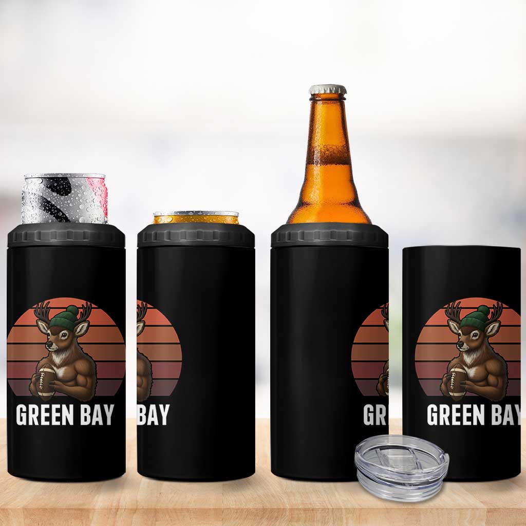Deer Green Bay Football 4 in 1 Can Cooler Tumbler Retro Vintage Style - Wonder Print Shop