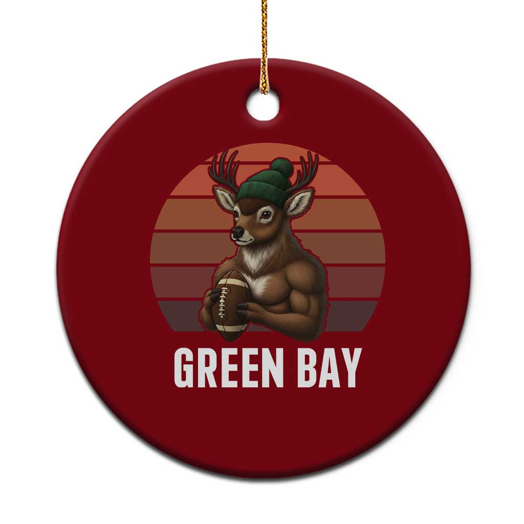 Deer Green Bay Football Ceramic Ornament Retro Vintage Style - Wonder Print Shop