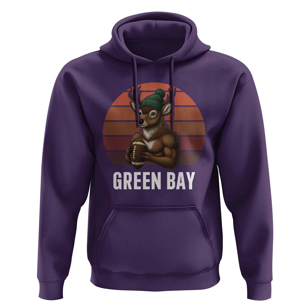 Deer Green Bay Football Hoodie Retro Vintage Style - Wonder Print Shop