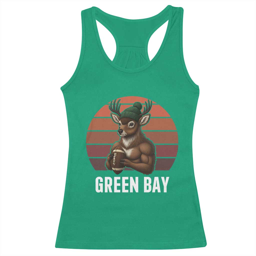 Deer Green Bay Football Racerback Tank Top Retro Vintage Style - Wonder Print Shop