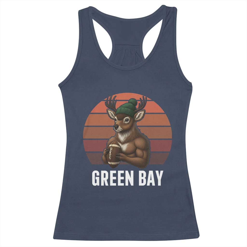 Deer Green Bay Football Racerback Tank Top Retro Vintage Style - Wonder Print Shop