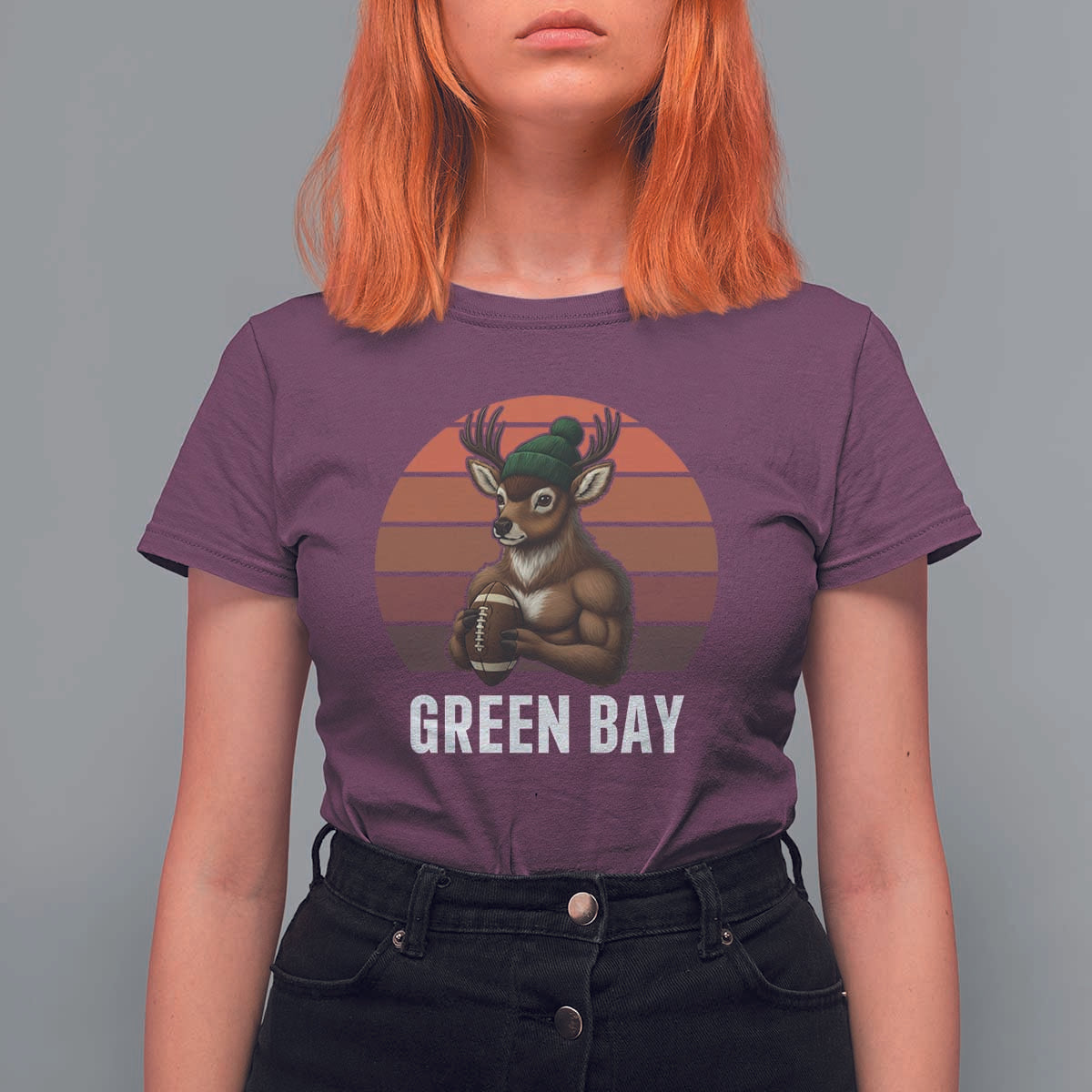 Deer Green Bay Football T Shirt For Women Retro Vintage Style - Wonder Print Shop