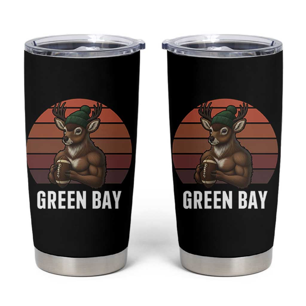 Deer Green Bay Football Tumbler Cup Retro Vintage Style - Wonder Print Shop