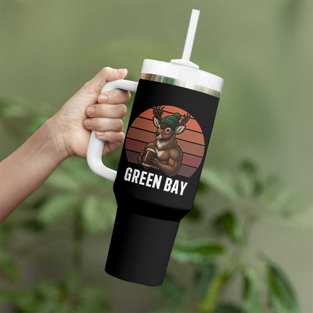 Deer Green Bay Football Tumbler With Handle Retro Vintage Style - Wonder Print Shop