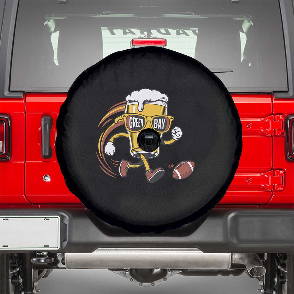 Funny Beer Mug Playing Football Spare Tire Cover Team Supporter Green Bay Gift - Wonder Print Shop
