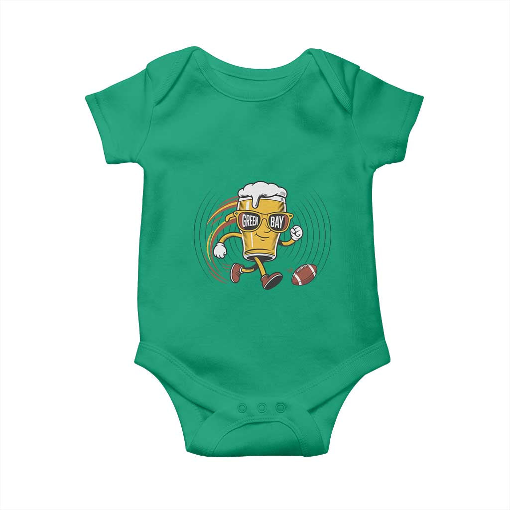 Funny Beer Mug Playing Football Baby Onesie Team Supporter Green Bay Gift - Wonder Print Shop