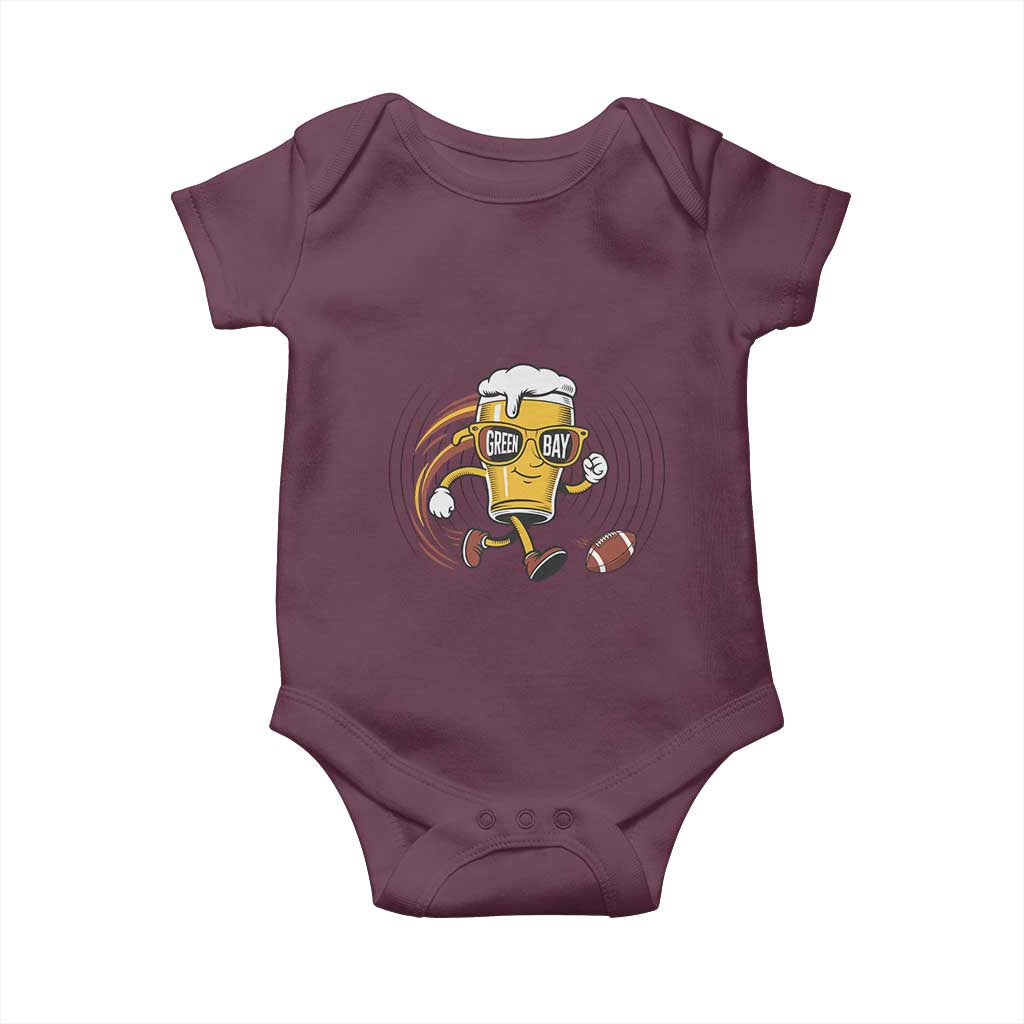 Funny Beer Mug Playing Football Baby Onesie Team Supporter Green Bay Gift - Wonder Print Shop
