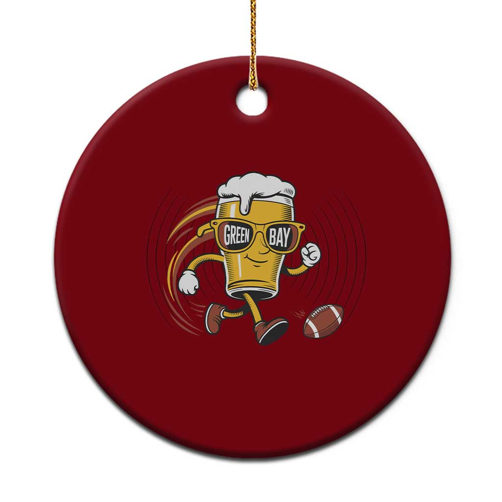 Funny Beer Mug Playing Football Ceramic Ornament Team Supporter Green Bay Gift - Wonder Print Shop
