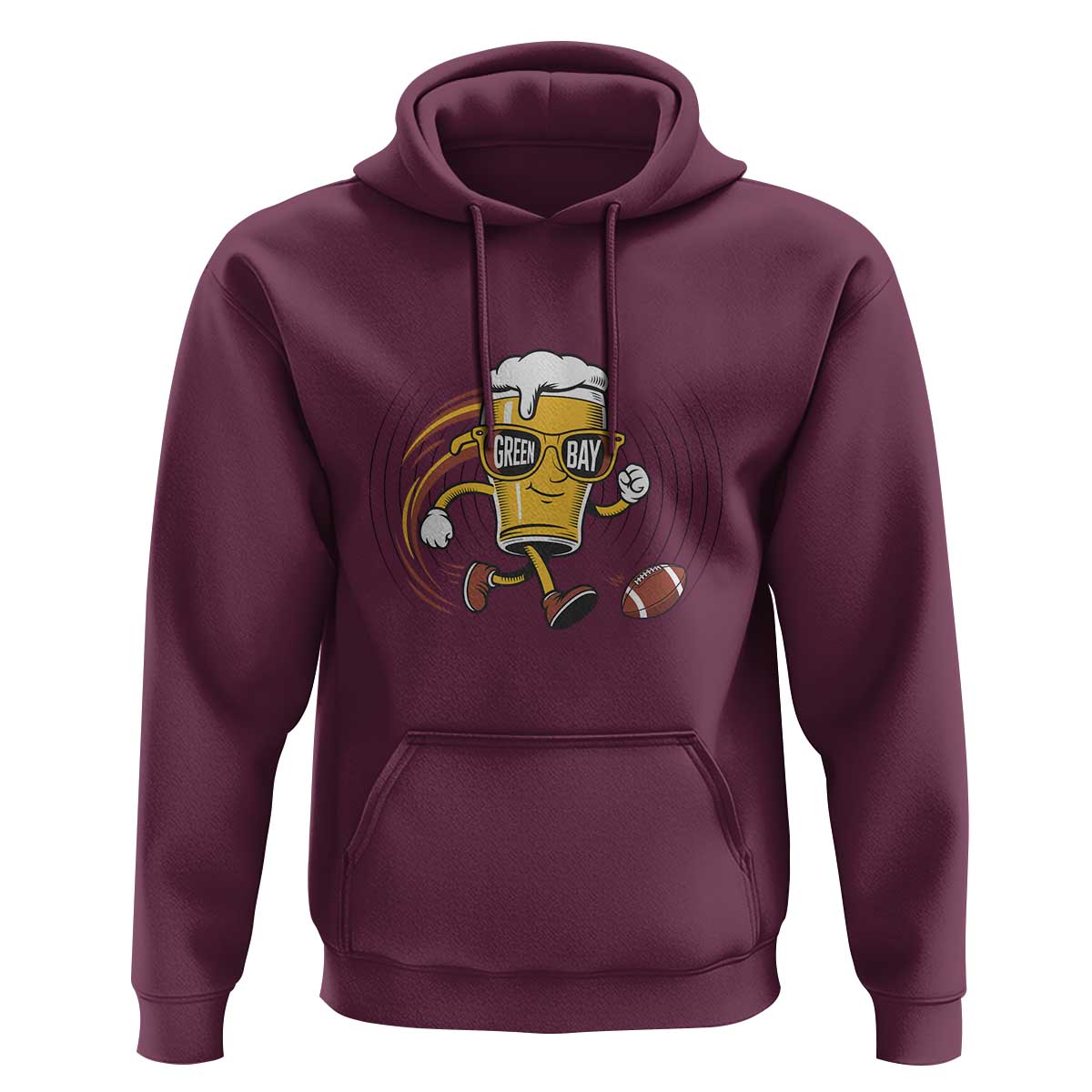 Funny Beer Mug Playing Football Hoodie Team Supporter Green Bay Gift - Wonder Print Shop