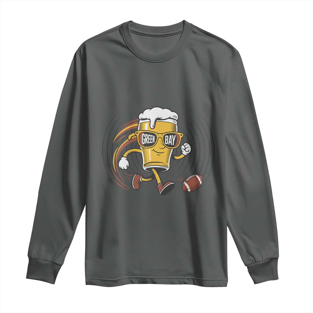 Funny Beer Mug Playing Football Long Sleeve Shirt Team Supporter Green Bay Gift - Wonder Print Shop