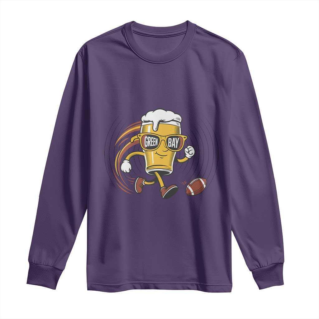 Funny Beer Mug Playing Football Long Sleeve Shirt Team Supporter Green Bay Gift - Wonder Print Shop