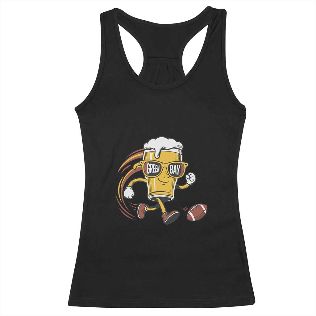 Funny Beer Mug Playing Football Racerback Tank Top Team Supporter Green Bay Gift - Wonder Print Shop