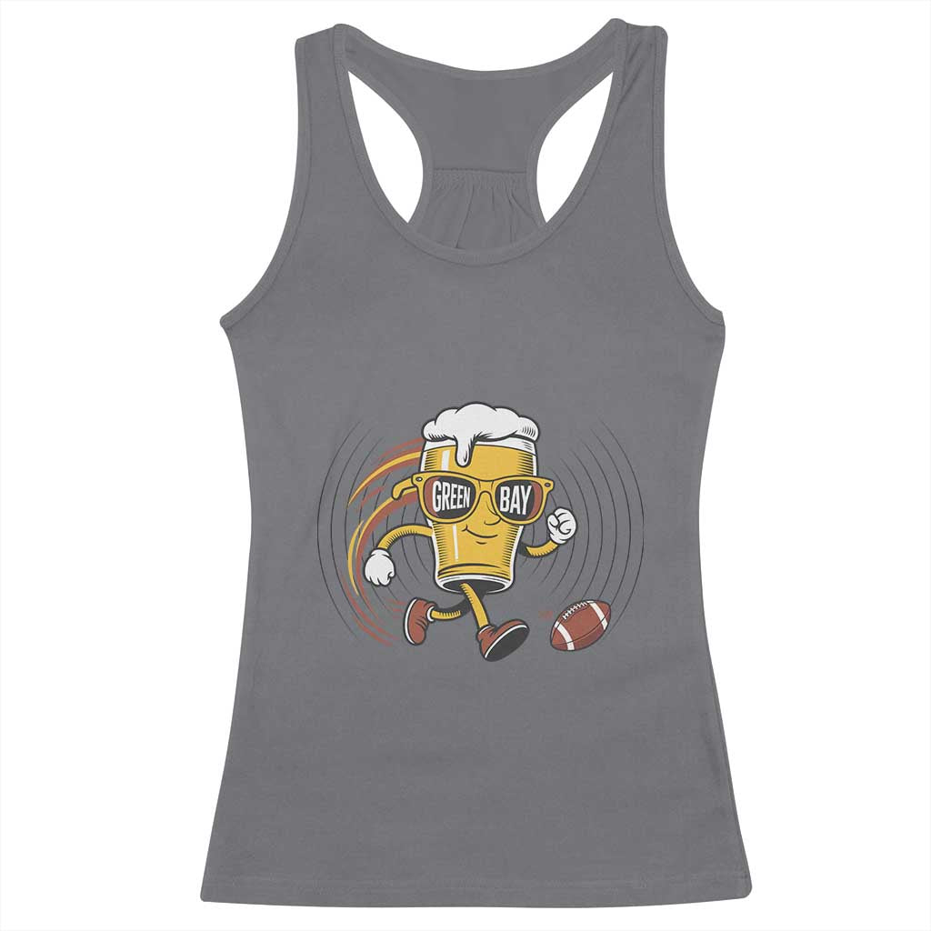 Funny Beer Mug Playing Football Racerback Tank Top Team Supporter Green Bay Gift - Wonder Print Shop