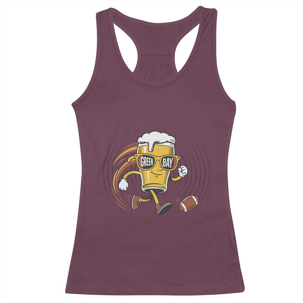 Funny Beer Mug Playing Football Racerback Tank Top Team Supporter Green Bay Gift - Wonder Print Shop