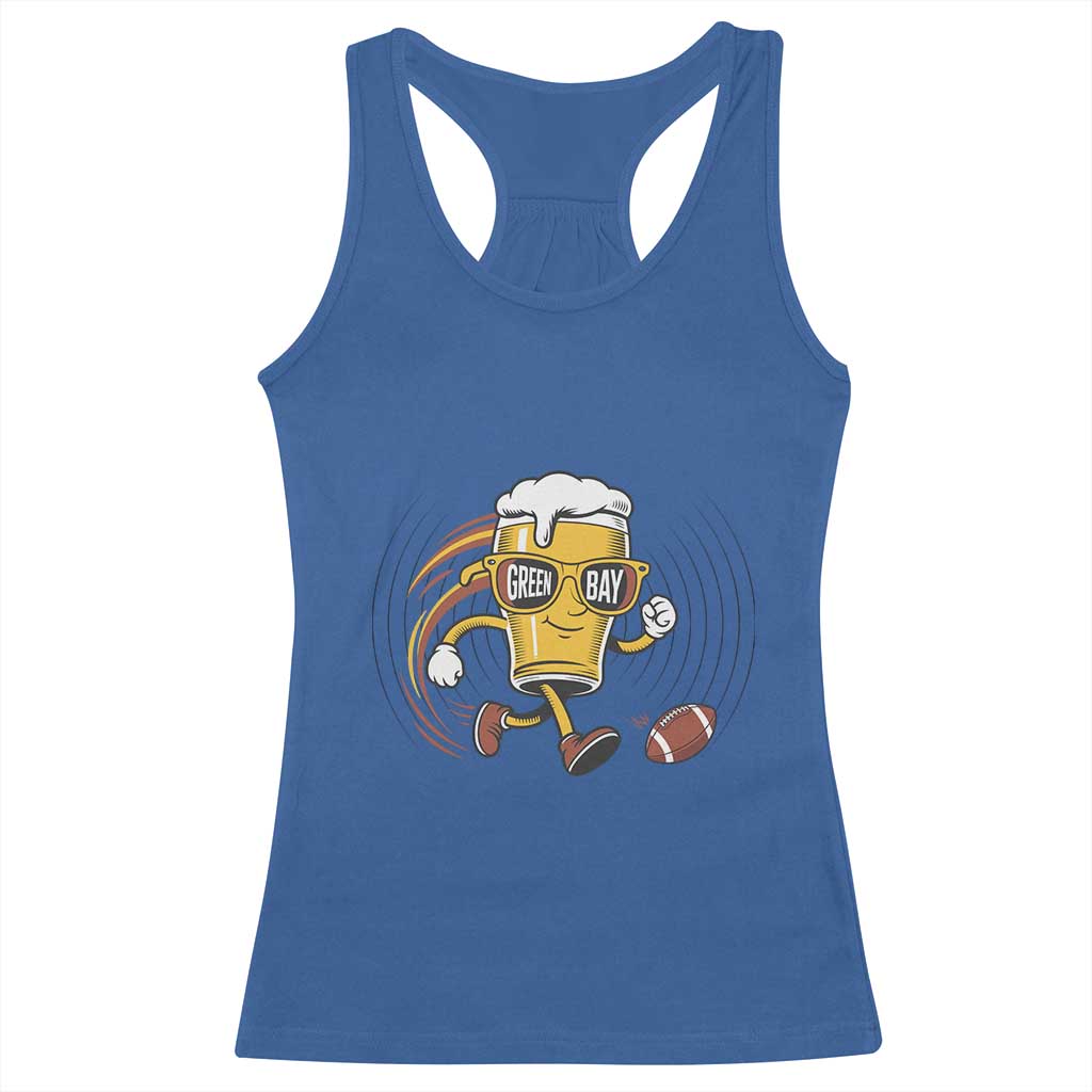Funny Beer Mug Playing Football Racerback Tank Top Team Supporter Green Bay Gift - Wonder Print Shop