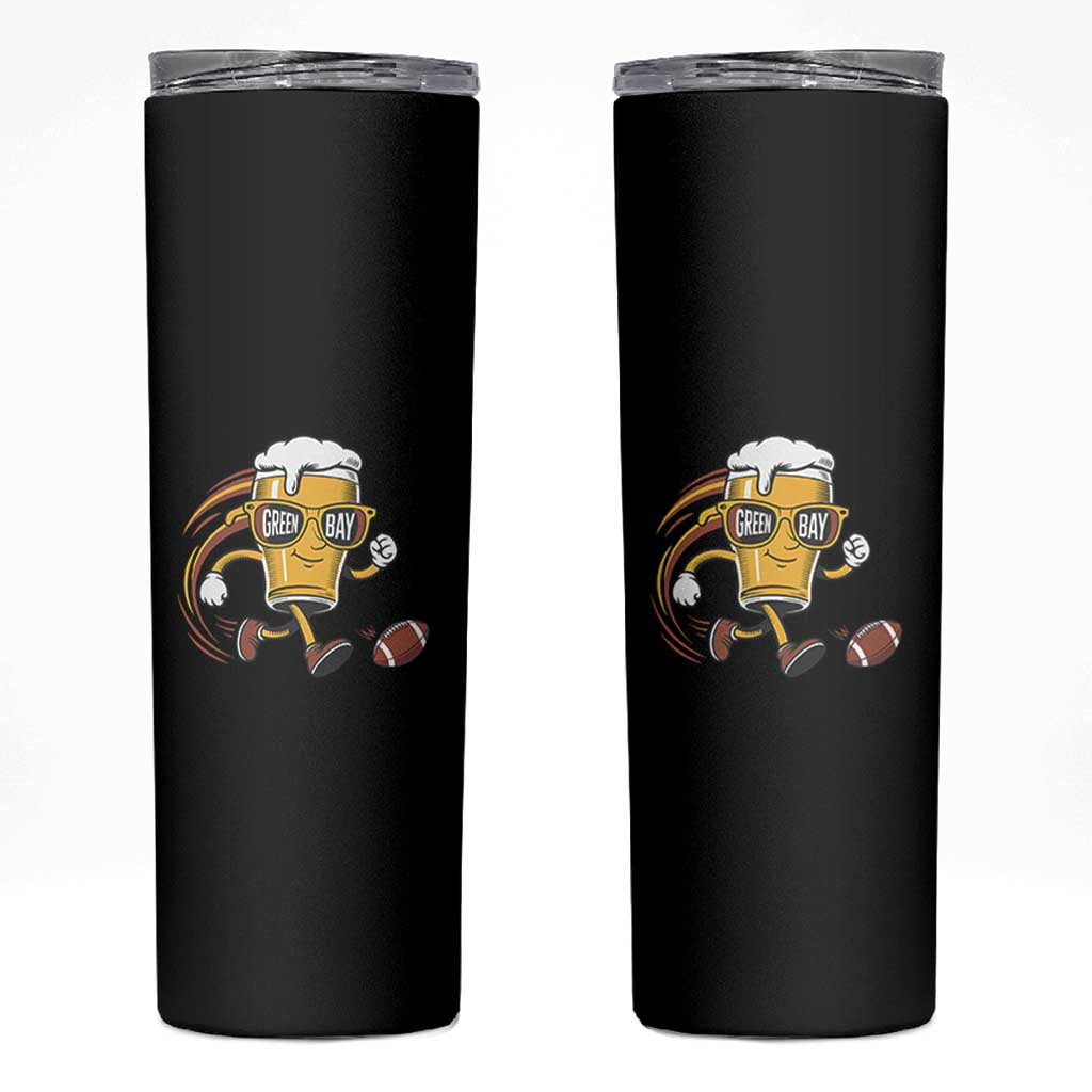 Funny Beer Mug Playing Football Skinny Tumbler Team Supporter Green Bay Gift - Wonder Print Shop