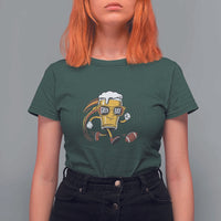 Funny Beer Mug Playing Football T Shirt For Women Team Supporter Green Bay Gift - Wonder Print Shop