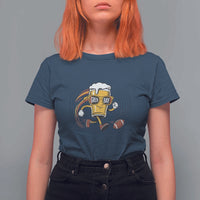 Funny Beer Mug Playing Football T Shirt For Women Team Supporter Green Bay Gift - Wonder Print Shop