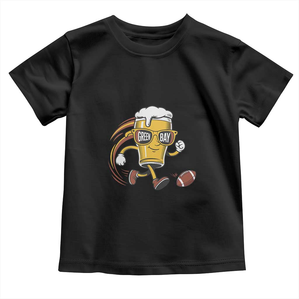 Funny Beer Mug Playing Football Toddler T Shirt Team Supporter Green Bay Gift - Wonder Print Shop