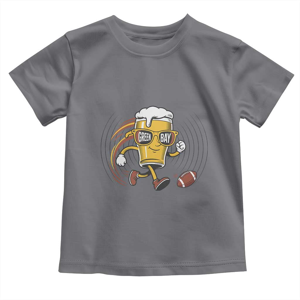 Funny Beer Mug Playing Football Toddler T Shirt Team Supporter Green Bay Gift - Wonder Print Shop