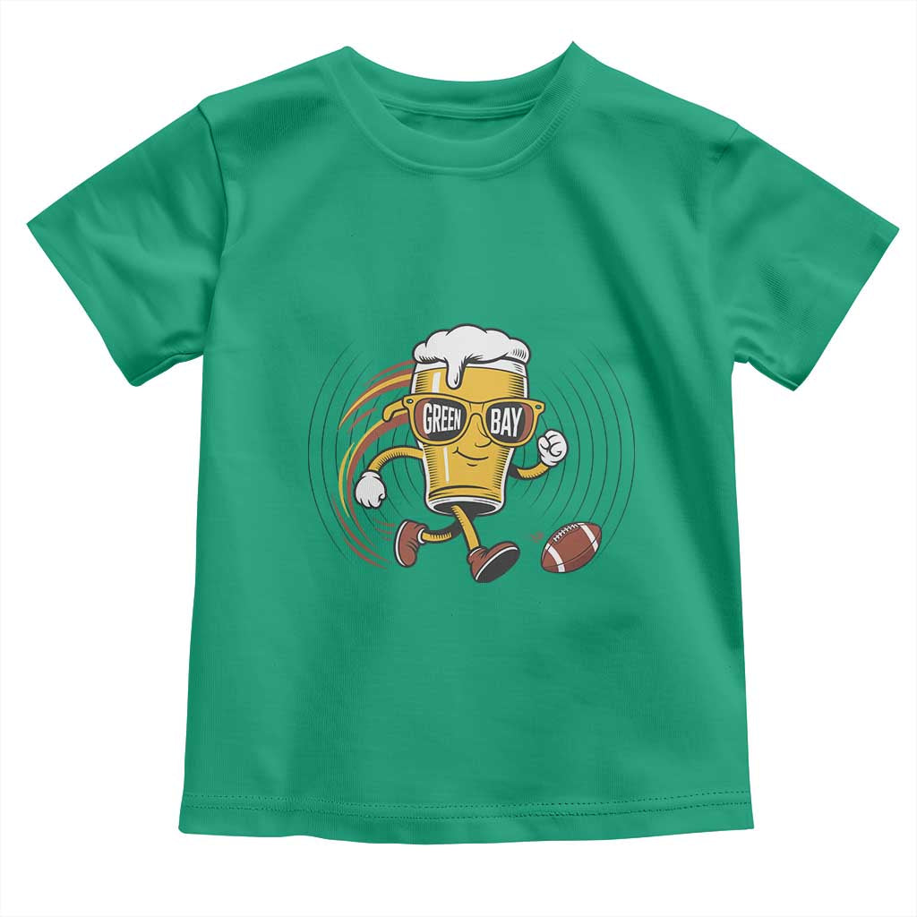 Funny Beer Mug Playing Football Toddler T Shirt Team Supporter Green Bay Gift - Wonder Print Shop