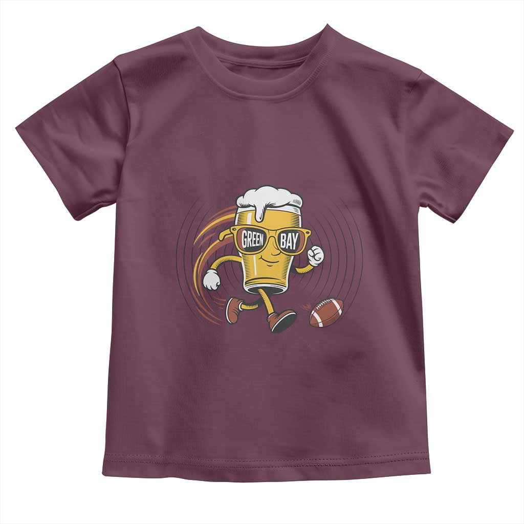 Funny Beer Mug Playing Football Toddler T Shirt Team Supporter Green Bay Gift - Wonder Print Shop