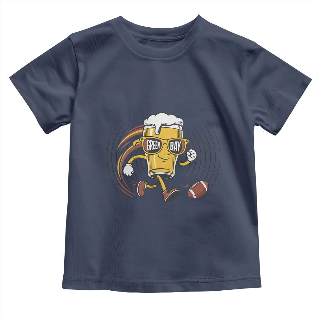 Funny Beer Mug Playing Football Toddler T Shirt Team Supporter Green Bay Gift - Wonder Print Shop