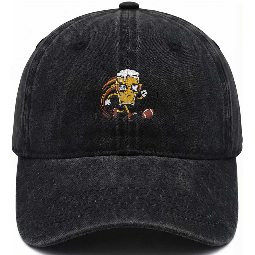 Funny Beer Mug Playing Football Washed Cotton Baseball Cap Team Supporter GFF Gift