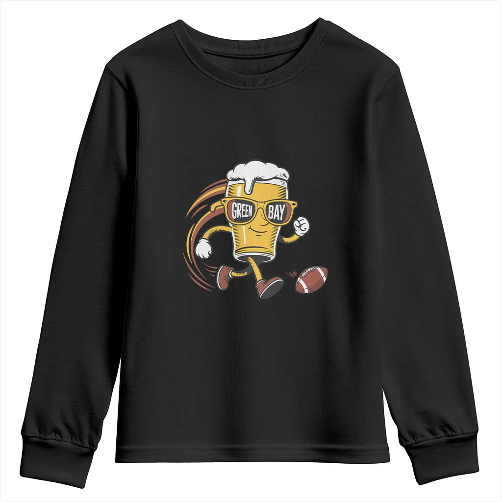 Funny Beer Mug Playing Football Youth Sweatshirt Team Supporter Green Bay Gift - Wonder Print Shop