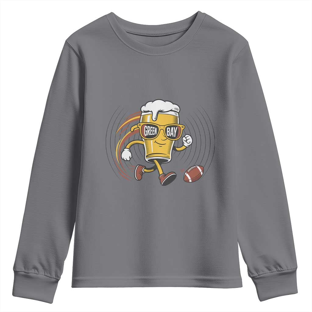 Funny Beer Mug Playing Football Youth Sweatshirt Team Supporter Green Bay Gift - Wonder Print Shop