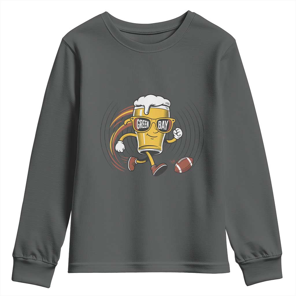 Funny Beer Mug Playing Football Youth Sweatshirt Team Supporter Green Bay Gift - Wonder Print Shop