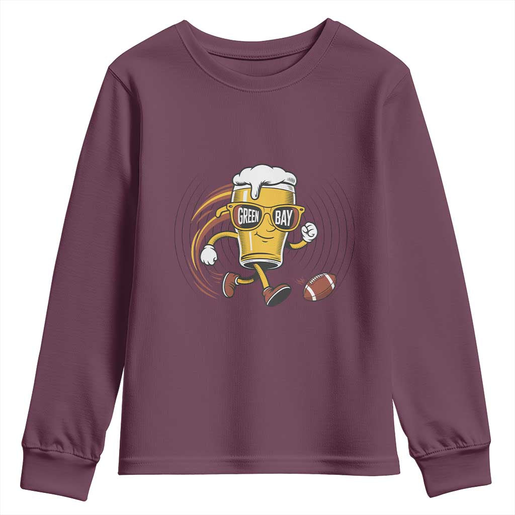 Funny Beer Mug Playing Football Youth Sweatshirt Team Supporter Green Bay Gift - Wonder Print Shop