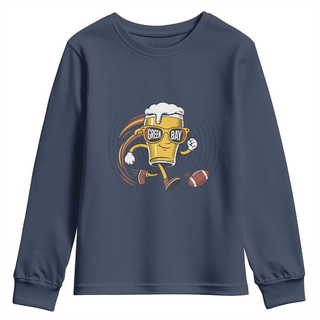 Funny Beer Mug Playing Football Youth Sweatshirt Team Supporter Green Bay Gift - Wonder Print Shop