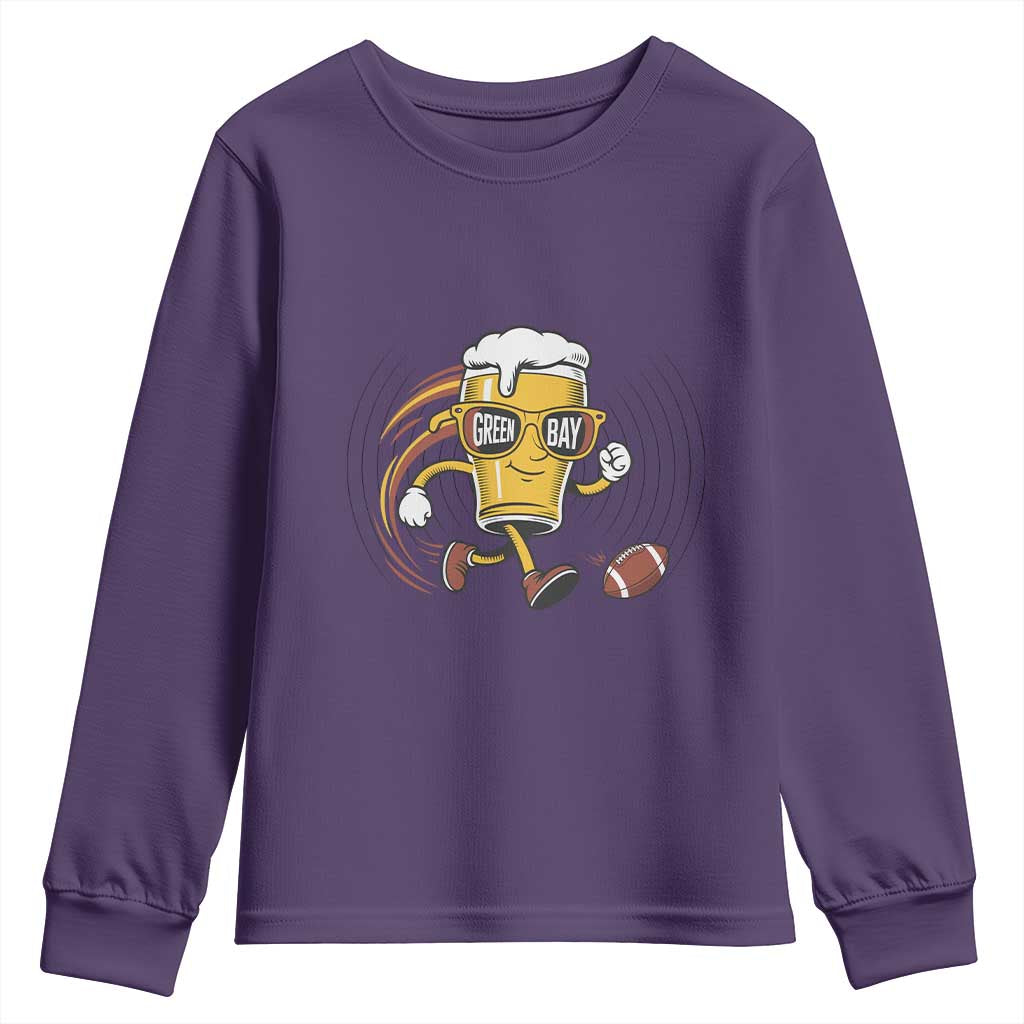 Funny Beer Mug Playing Football Youth Sweatshirt Team Supporter Green Bay Gift - Wonder Print Shop