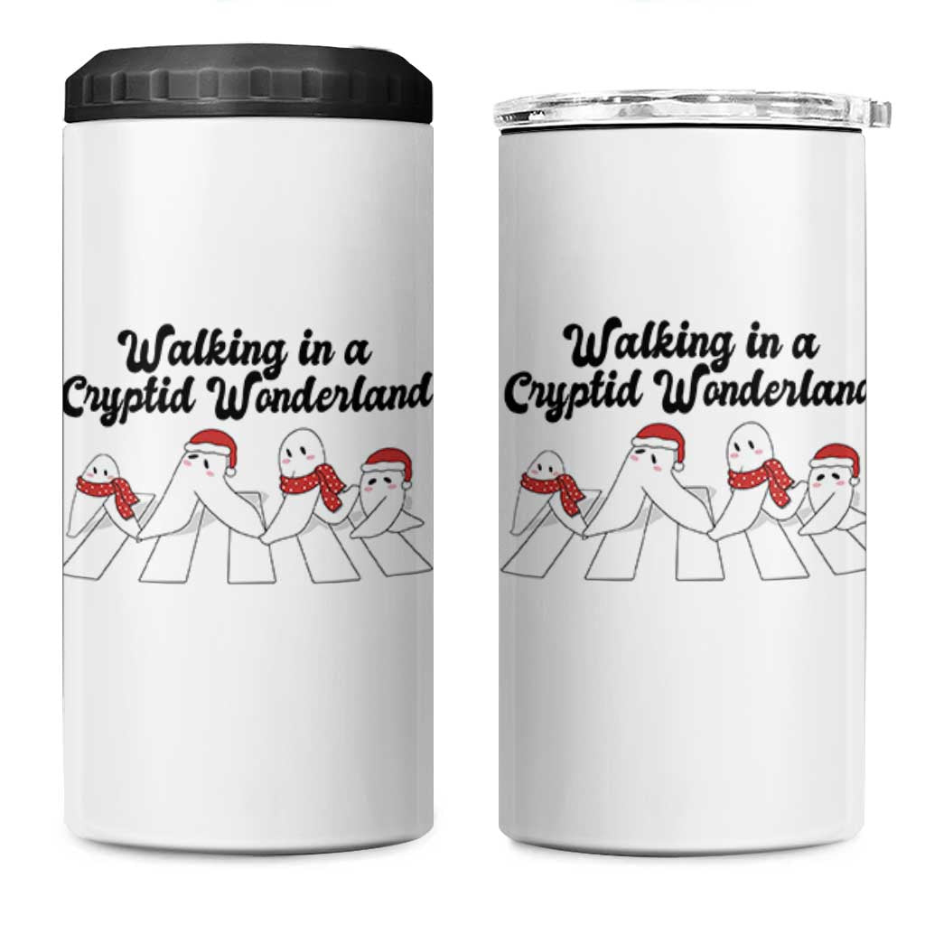 Funny Fresno Nightcrawlers Christmas Gift 4 in 1 Can Cooler Tumbler Walking In A Cryptid Wonderland - Wonder Print Shop